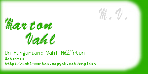 marton vahl business card